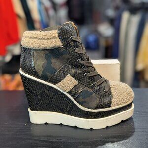 Jessica Simpson Camo Wedge Sneakers with Shearling
